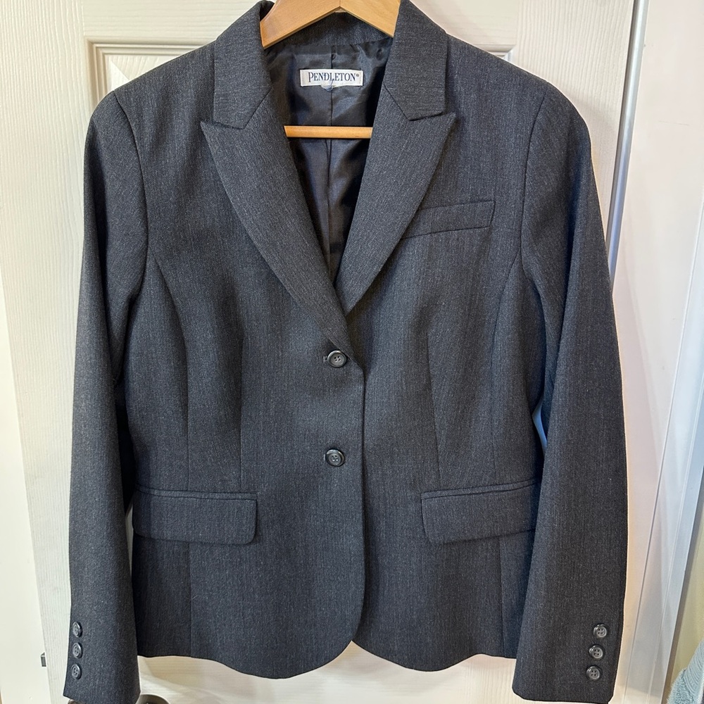 Pendleton Classic Dark Gray Wool Suit Blazer & Sk… - image 2